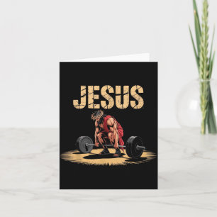Funny Jesus Weightlifting Christian Gym Humor  Card