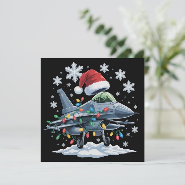 Funny Jet Fighter Military Christmas Holiday Xmas (Standing Front)
