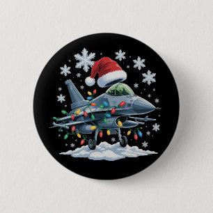 Funny Jet Fighter Military Christmas Holiday Xmas 6 Cm Round Badge