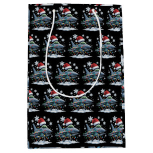 Funny Jet Fighter Military Christmas Holiday Xmas Medium Gift Bag