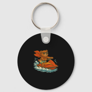 Funny Jet Ski Bear Costume For Adults And Kids Key Ring