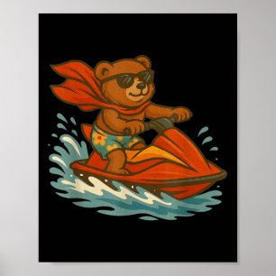 Funny Jet Ski Teddy Bear Costume For Adults And Ki Poster