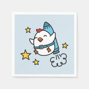 Funny Jetpack Chicken Design Napkin