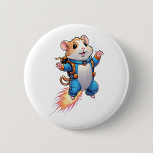 Funny Jetpack Hamster Pin   Cartoon Animal Badge