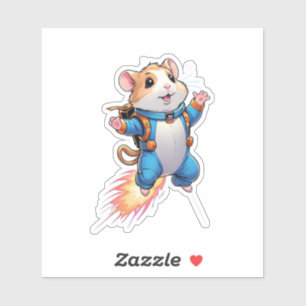 Funny Jetpack Hamster Sticker   Cartoon Animal 