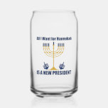 Funny Jewish Anti Trump Political Hanukkah<br><div class="desc">All I Want for Hanukkah is a new president can glass for a Jewish friend. Let's get a new POTUS for Chanukah. A funny political holiday design with a blue and gold menorah.</div>