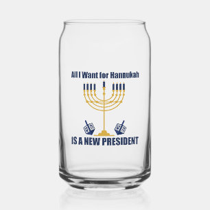 Funny Jewish Anti Trump Political Hanukkah Can Glass