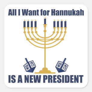 Funny Jewish Anti Trump Political Hanukkah Square Sticker