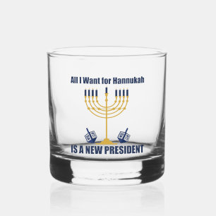 Funny Jewish Anti Trump Political Hanukkah Whiskey Glass