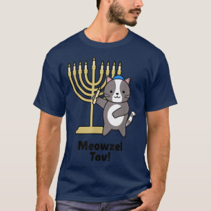 Funny Jewish Cat Hanukkah Mazel Tov Hebrew Cats Ju T-Shirt