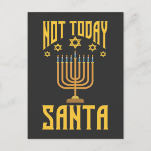Funny Jewish Christmas Not Today Santa Hanukkah Postcard