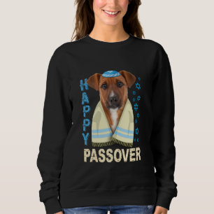 Funny Jewish Cute Dog With Kippah Matzah Happy Pas Sweatshirt