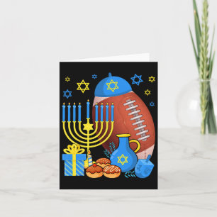 Funny Jewish Football Ball Menorah Happy Hanukkah Card