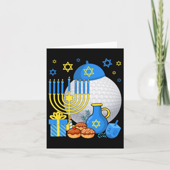 Funny Jewish Golf Ball Menorah Happy Hanukkah Chan Card (Front)