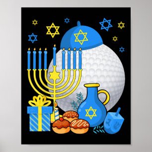 Funny Jewish Golf Ball Menorah Happy Hanukkah Chan Poster