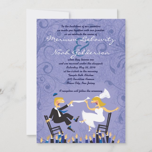 Funny Jewish Hora Chair Dance Wedding Invitation (Front)