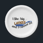 Funny Jewish Latke Hanukkah paper plates<br><div class="desc">Makes a great Hanukah gift! Designed by artist and copyright Eclectic Judaica.</div>