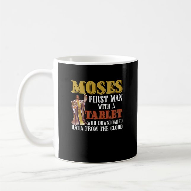 Funny Jewish Passover Moses Tablet Data Cloud Comp Coffee Mug (Left)