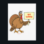 FUNNY JEWISH THNAKSGIVUKKAH HANUKKAH GIFTS HOLIDAY POSTCARD<br><div class="desc">GIVE THESE TURKEY HOLDING "EAT LATKES" SIGN GIFTSTO FAMILY AND FRIENDS OR YOURSELF ON THIS UNIQUE THANKSGIVUKAH AMERICAN JEWISH HANUKKAH HOLIDAY. WEAR A SHIRT TO THE THANKSGIVING DINNER, BRING A HOSTESS APRON GIFT, OR JUST GIVE OUT A VARIETY OF NOVELTY CHANUKAH PRESENTS . WHO NEEDS TURKEY WHEN LATKES ARE AVAILABLE!...</div>