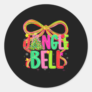 Funny Jingle Bells Coquette Bow Merry Christmas Gi Classic Round Sticker