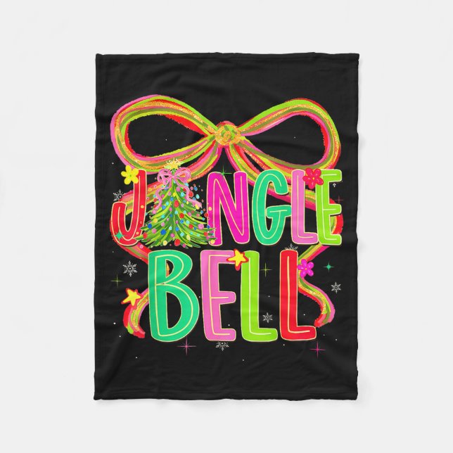 Funny Jingle Bells Coquette Bow Merry Christmas Gi Fleece Blanket (Front)