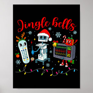 Funny Jingle Bells Telemetry Nurse Christmas Tech Poster