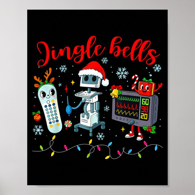 Funny Jingle Bells Telemetry Nurse Christmas Tech  Poster (Front)