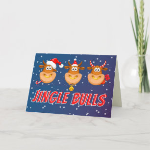 Funny Jingle Bulls Christmas Card