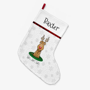 Funny Jingle This Red Nose Reindeer Dog Cute Large Christmas Stocking
