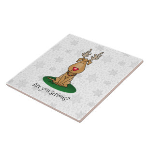 Funny Jingle This Red Nose Reindeer Dog Cute Tile