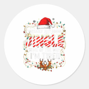 Funny Jingle Tired Christmas Light Reindeer Holida Classic Round Sticker