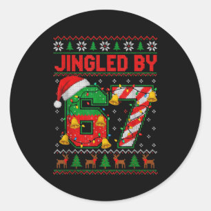 Funny Jingled By 67 Christmas Holiday Women Kids X Classic Round Sticker
