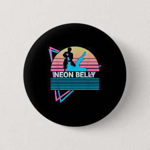 Funny Jiu Jitsu Bjj Retro Neon Belly  6 Cm Round Badge