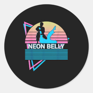 Funny Jiu Jitsu Bjj Retro Neon Belly  Classic Round Sticker