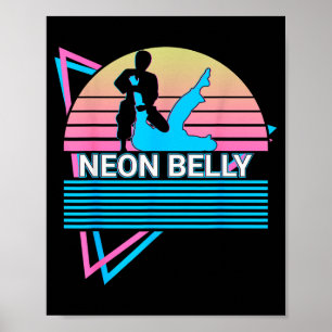 Funny Jiu Jitsu Bjj Retro Neon Belly Poster