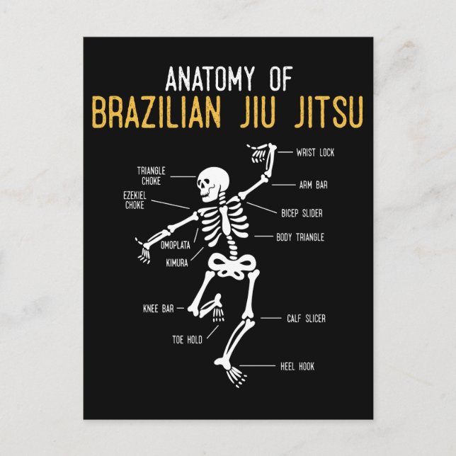 Funny Jiu Jitsu Fighter Anatomy BJJ Training Humou Postcard (Front)