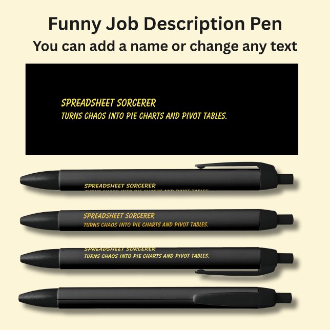 Funny Job Title - Spreadsheet Sorcerer Black Ink Pen (Creator Uploaded)