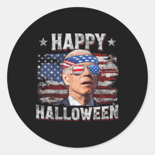 Funny Joe Biden 4th Of July Happy Halloween Americ Classic Round Sticker