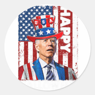 Funny Joe Biden 4th Of July Happy Halloween Americ Classic Round Sticker