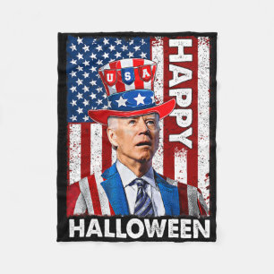 Funny Joe Biden 4th Of July Happy Halloween Americ Fleece Blanket