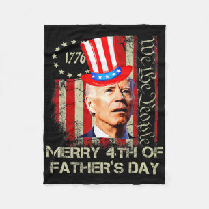 Funny Joe Biden 4th Of July Merry 4th Of Father's Fleece Blanket