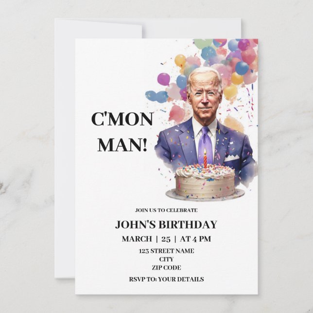 Funny Joe Biden Birthday invitation (Front)