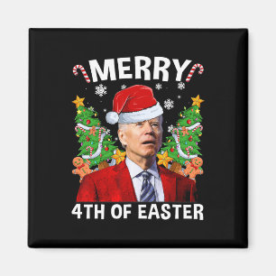 Funny Joe Biden Christmas Santa Hat Merry 4th Of E Magnet
