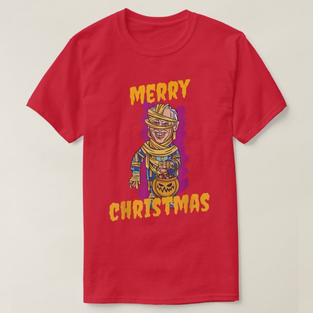 Funny Joe Biden Confused Merry Christmas Halloween T-Shirt (Design Front)