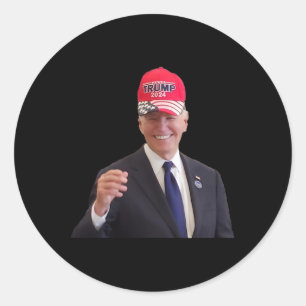 Funny Joe Biden Dons Trump 2024 Cap Classic Round Sticker