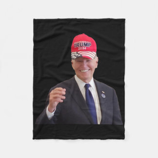 Funny Joe Biden Dons Trump 2024 Cap  Fleece Blanket