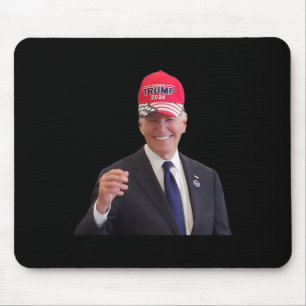 Funny Joe Biden Dons Trump 2024 Cap Mouse Mat