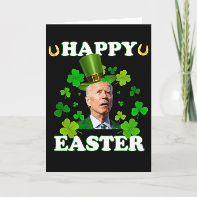 Funny Joe Biden Easter Confused St Patricks Day  Card (Front)