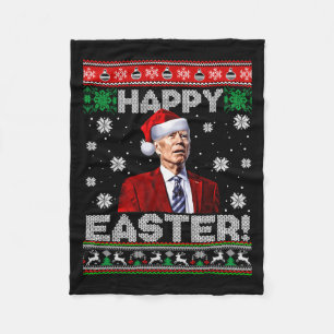 Funny Joe Biden Happy Easter Ugly Christmas Sweate Fleece Blanket
