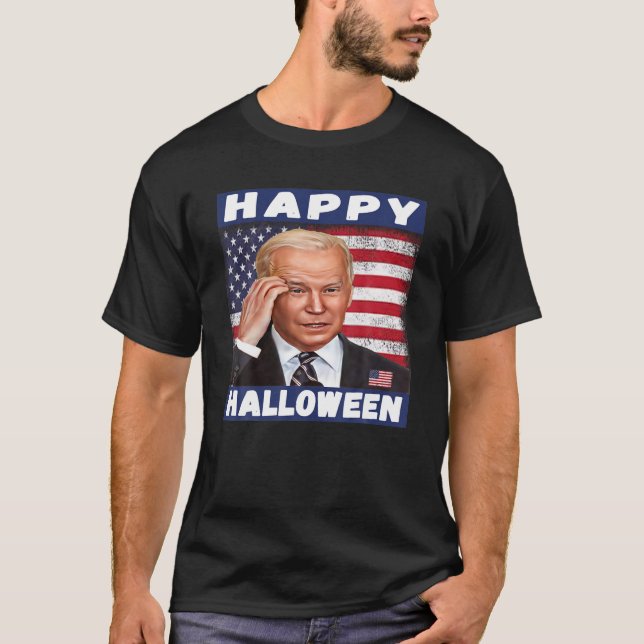 Funny Joe Biden Happy Halloween 4Th Of July Indepe T-Shirt (Front)